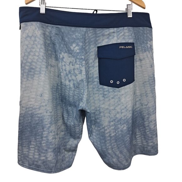 Pelagic Argonaut Boardshorts Swim Trunks Size 38 Hook & Loop Pocket Blue Shorts - Picture 2 of 14